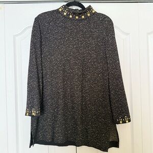 Black and Gold Zip Up Blouse